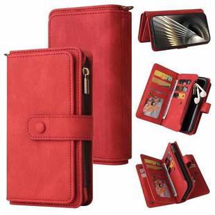 For Xiaomi Poco F6 Skin Feel Multi Card Slots Zipper Wallet Leather Phone Case(Red)