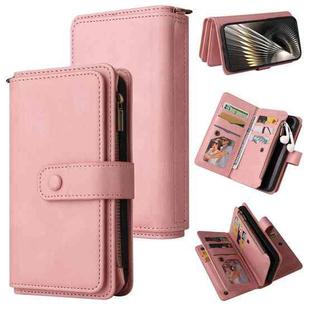 For Xiaomi Poco F6 Skin Feel Multi Card Slots Zipper Wallet Leather Phone Case(Pink)