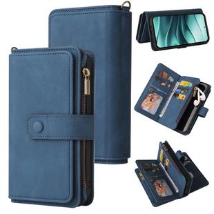 For Redmi Note 14 5G Skin Feel Multi Card Slots Zipper Wallet Leather Phone Case(Blue)