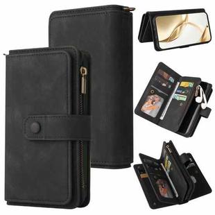 For Honor 200 Skin Feel Multi Card Slots Zipper Wallet Leather Phone Case(Black)