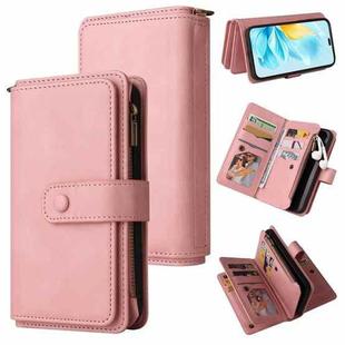 For Honor 200 Lite Global Skin Feel Multi Card Slots Zipper Wallet Leather Phone Case(Pink)