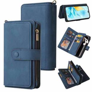 For Honor 200 Lite Global Skin Feel Multi Card Slots Zipper Wallet Leather Phone Case(Blue)