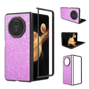 For Honor Magic V3 Black Frame Colorful Glitter Phone Case(Dark Pink)