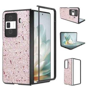 For Honor Magic Vs3 Black Frame Glitter Shockproof Phone Case(Gold Pink)