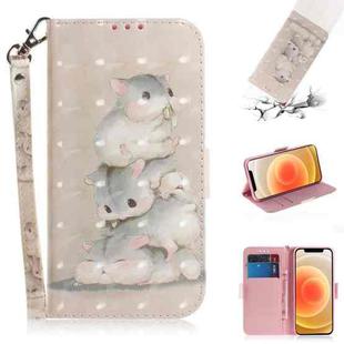 For iPhone 12 mini 3D Colored Drawing Horizontal Flip Leather Case with Holder & Card Slots & Wallet & Lanyard(Squirrels)
