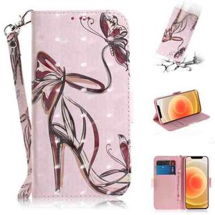 For iPhone 12 mini 3D Colored Drawing Horizontal Flip Leather Case with Holder & Card Slots & Wallet & Lanyard(Butterfly High-heeled)