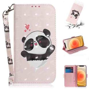 For iPhone 12 mini 3D Colored Drawing Horizontal Flip Leather Case with Holder & Card Slots & Wallet & Lanyard(Heart Panda)