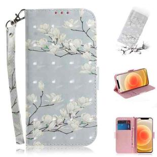 For iPhone 12 mini 3D Colored Drawing Horizontal Flip Leather Case with Holder & Card Slots & Wallet & Lanyard(Magnolia)