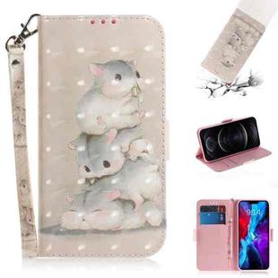 For iPhone 12 / 12 Pro 3D Colored Drawing Horizontal Flip Leather Case with Holder & Card Slots & Wallet & Lanyard(Squirrels)