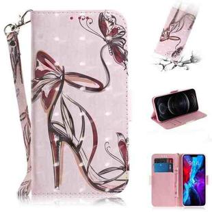 For iPhone 12 / 12 Pro 3D Colored Drawing Horizontal Flip Leather Case with Holder & Card Slots & Wallet & Lanyard(Butterfly High-heeled)