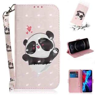 For iPhone 12 / 12 Pro 3D Colored Drawing Horizontal Flip Leather Case with Holder & Card Slots & Wallet & Lanyard(Heart Panda)