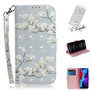 For iPhone 12 / 12 Pro 3D Colored Drawing Horizontal Flip Leather Case with Holder & Card Slots & Wallet & Lanyard(Magnolia)