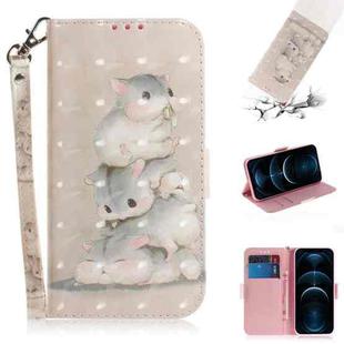 For iPhone 12 Pro Max 3D Colored Drawing Horizontal Flip Leather Case with Holder & Card Slots & Wallet & Lanyard(Squirrels)