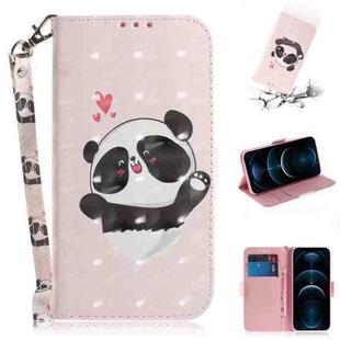For iPhone 12 Pro Max 3D Colored Drawing Horizontal Flip Leather Case with Holder & Card Slots & Wallet & Lanyard(Heart Panda)