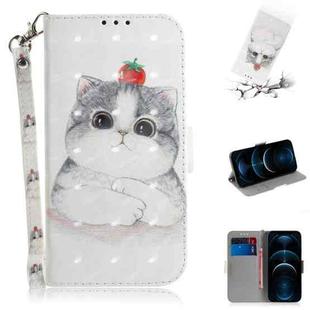 For iPhone 12 Pro Max 3D Colored Drawing Horizontal Flip Leather Case with Holder & Card Slots & Wallet & Lanyard(Cute Cat)