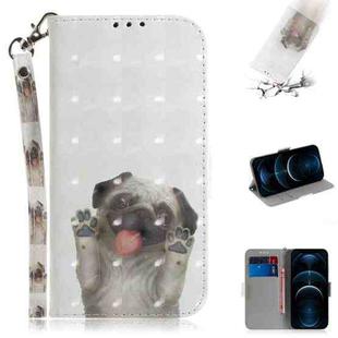 For iPhone 12 Pro Max 3D Colored Drawing Horizontal Flip Leather Case with Holder & Card Slots & Wallet & Lanyard(Pug)