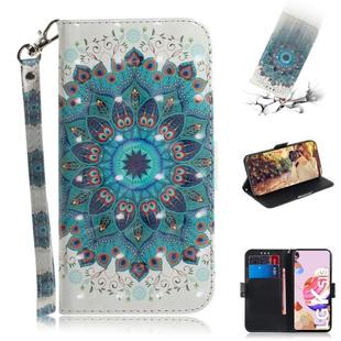 For LG K41S / K51S 3D Colored Drawing Horizontal Flip Leather Case with Holder & Card Slots & Wallet & Lanyard(Peacock Wreath)