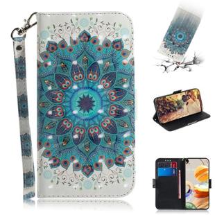 For LG K61 3D Colored Drawing Horizontal Flip Leather Case with Holder & Card Slots & Wallet & Lanyard(Peacock Wreath)