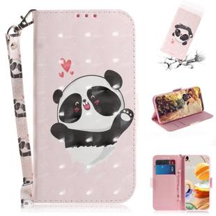 For LG K61 3D Colored Drawing Horizontal Flip Leather Case with Holder & Card Slots & Wallet & Lanyard(Heart Panda)