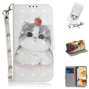 For LG K61 3D Colored Drawing Horizontal Flip Leather Case with Holder & Card Slots & Wallet & Lanyard(Cute Cat)