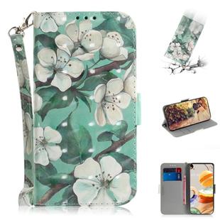 For LG K61 3D Colored Drawing Horizontal Flip Leather Case with Holder & Card Slots & Wallet & Lanyard(Watercolor Flower)