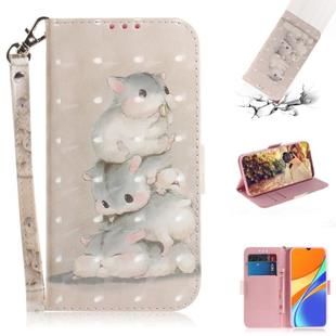 For Xiaomi Redmi 9C 3D Colored Drawing Horizontal Flip Leather Case with Holder & Card Slots & Wallet & Lanyard(Squirrels)