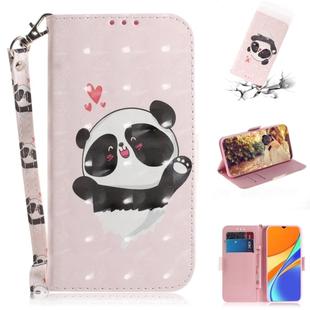 For Xiaomi Redmi 9C 3D Colored Drawing Horizontal Flip Leather Case with Holder & Card Slots & Wallet & Lanyard(Heart Panda)