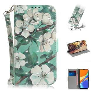 For Xiaomi Redmi 9C 3D Colored Drawing Horizontal Flip Leather Case with Holder & Card Slots & Wallet & Lanyard(Watercolor Flower)