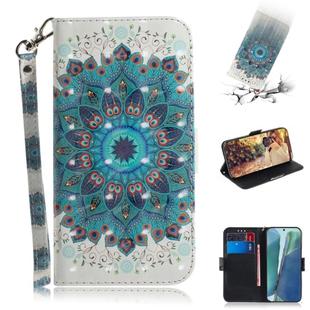 For Samsung Galaxy Note20 3D Colored Drawing Horizontal Flip Leather Case with Holder & Card Slots & Wallet & Lanyard(Peacock Wreath)