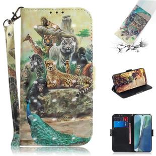 For Samsung Galaxy Note20 3D Colored Drawing Horizontal Flip Leather Case with Holder & Card Slots & Wallet & Lanyard(Zoo)