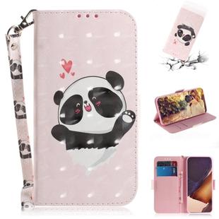For Samsung Galaxy Note20 Ultra 3D Colored Drawing Horizontal Flip Leather Case with Holder & Card Slots & Wallet & Lanyard(Heart Panda)