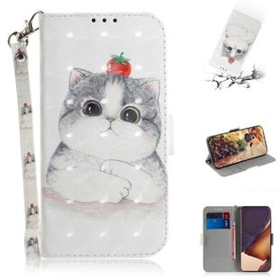 For Samsung Galaxy Note20 Ultra 3D Colored Drawing Horizontal Flip Leather Case with Holder & Card Slots & Wallet & Lanyard(Cute Cat)