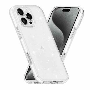 For iPhone 15 Pro Max Dual Color Clear Glitter TPU + TPE Full Coverage Phone Case(Glitter White)