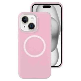 For iPhone 15 Jelly Liquid Silicone MagSafe Magnetic Phone Case(Sand Pink)