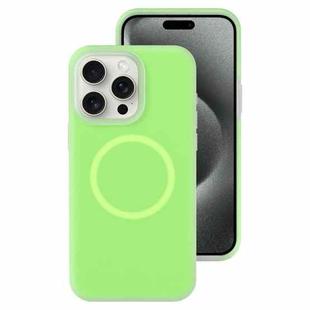 For iPhone 15 Pro Jelly Liquid Silicone MagSafe Magnetic Phone Case(Green)