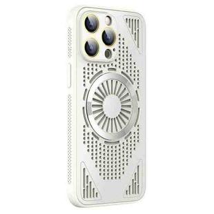 For iPhone 15 Pro Max Hollow Cooling MagSafe Shockproof Phone Case(White)