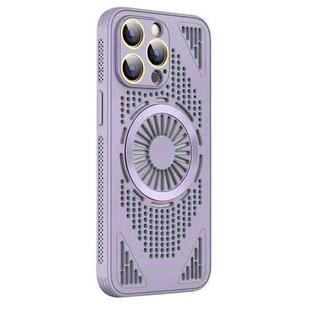 For iPhone 15 Pro Hollow Cooling MagSafe Shockproof Phone Case(Purple)