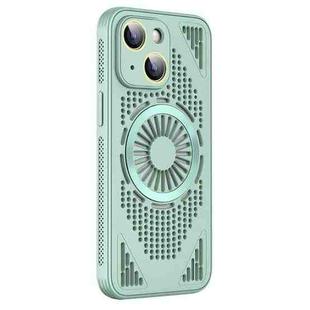 For iPhone 15 Hollow Cooling MagSafe Shockproof Phone Case(Cyan)