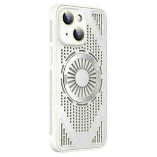 For iPhone 15 Hollow Cooling MagSafe Shockproof Phone Case(White)