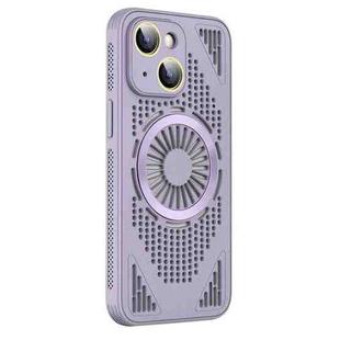 For iPhone 15 Hollow Cooling MagSafe Shockproof Phone Case(Purple)