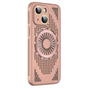 For iPhone 15 Hollow Cooling MagSafe Shockproof Phone Case(Pink)