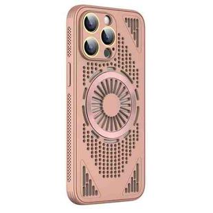 For iPhone 14 Pro Max Hollow Cooling MagSafe Shockproof Phone Case(Pink)