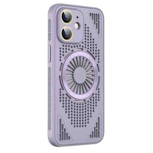 For iPhone 12 Hollow Cooling MagSafe Shockproof Phone Case(Purple)