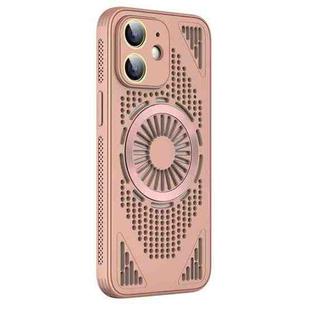 For iPhone 12 Hollow Cooling MagSafe Shockproof Phone Case(Pink)