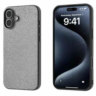 For iPhone 16 Plus Diamond Black Frame Phone Case(Jewel Silver)