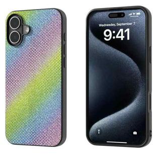 For iPhone 16 Plus Diamond Black Frame Phone Case(Rainbow Diamond)