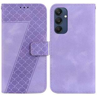 For Samsung Galaxy M35 Seven-shaped Embossed Leather Phone Case(Purple)