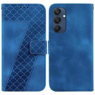 For Samsung Galaxy M35 Seven-shaped Embossed Leather Phone Case(Blue)