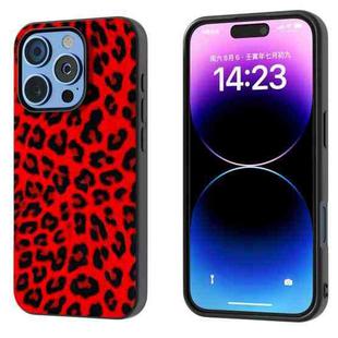 For iPhone 15 Pro Black Frame Leopard Phone Case(Red Leopard)