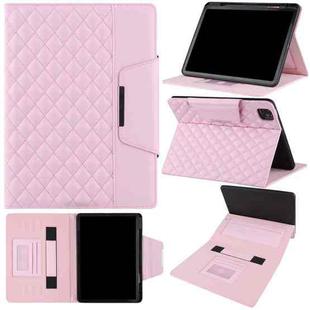 For iPad Pro 11 2024 Checkered Hardware Buckle Leather Smart Tablet Case(Pink)